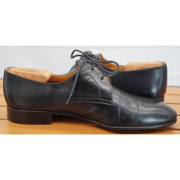 BRUNO MAGLI Plain Toe Leather Sz 9 Black Dress Shoes Bologna Italy